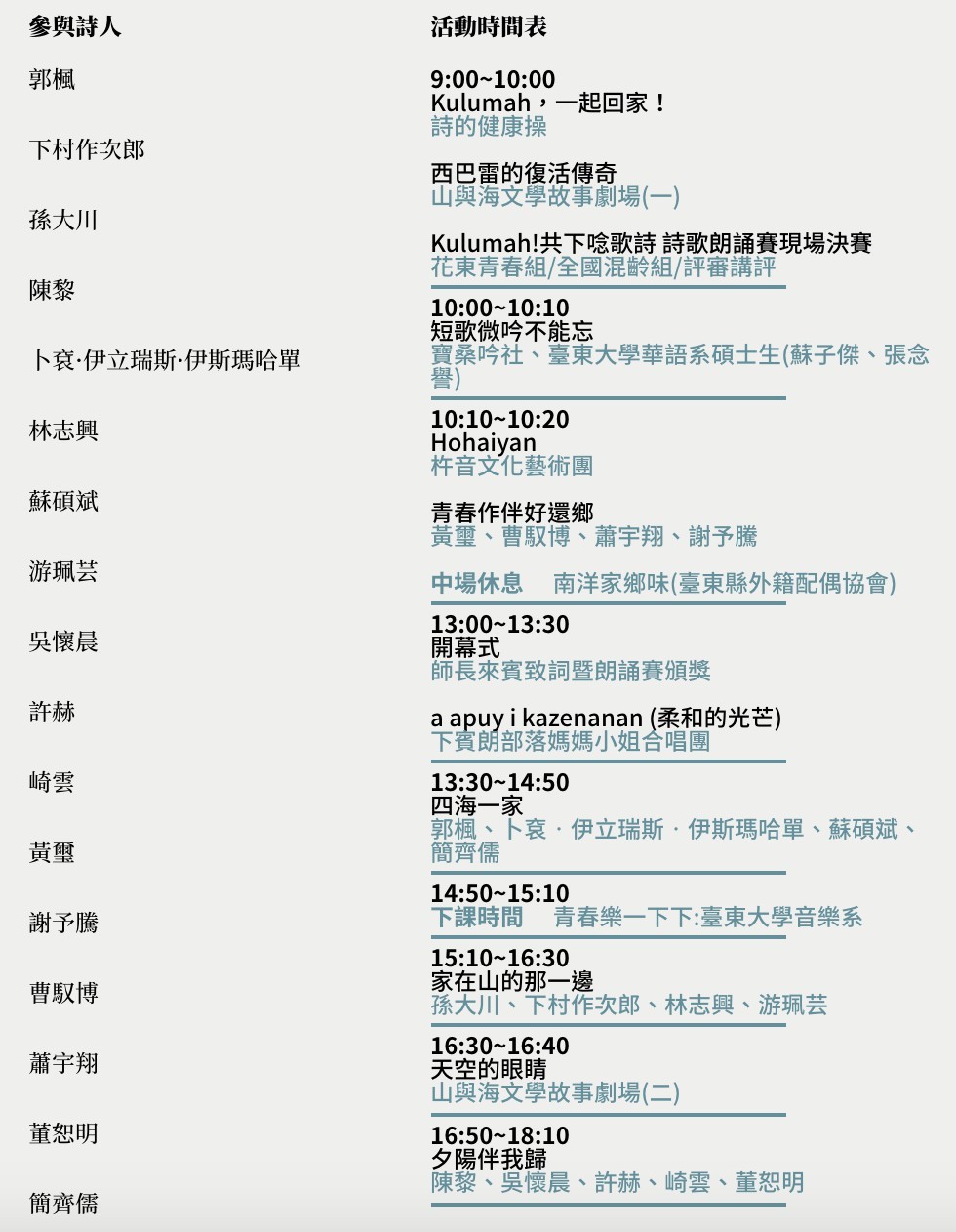 節目單
